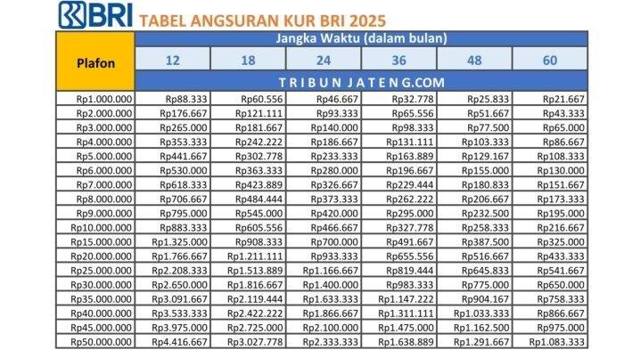 Rincian Lengkap KUR BRI 2025: Tabel Angsuran, Limit Pinjaman, Suku Bunga, dan Apa Saja Syarat